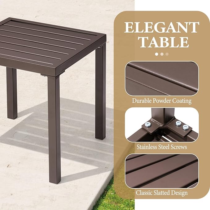 Crestlive Products Outdoor Side Table, Small Square Metal End Table Easy - Image 4
