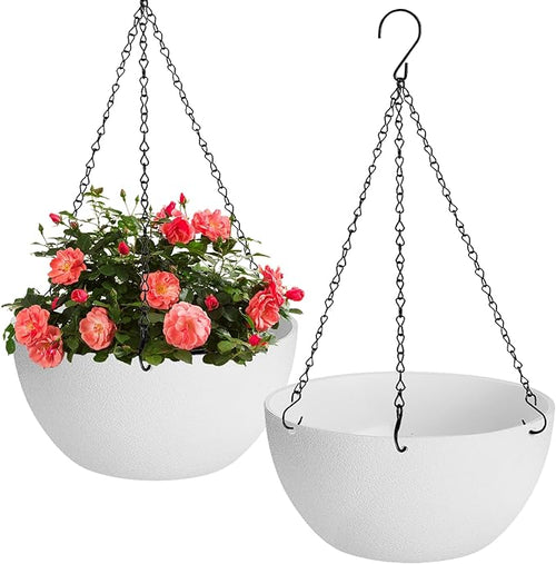 12 inch Hanging Planters for Indoor Plants, 2 Pack Planters for Outdoor Plants by HIGSEEU