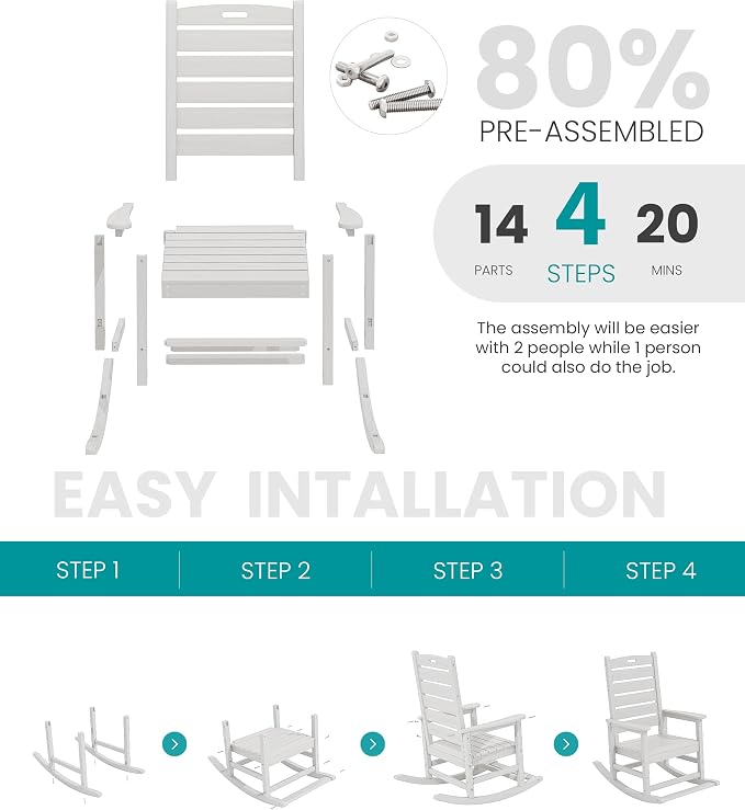 SERWALL HDPE Outdoor Rocking Chair, Oversized Rocking Chair - Image 5