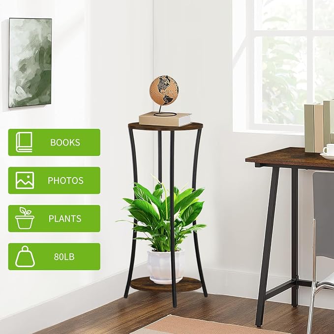 YINMIT Plant Stand Indoor, 2 Tier Round Potted Holder Rack, Flower Pot Stand - Image 6