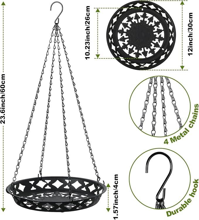 Enhon 3 Pack Plant Hanger, 12 Inch Metal Hanging Planter - Image 4