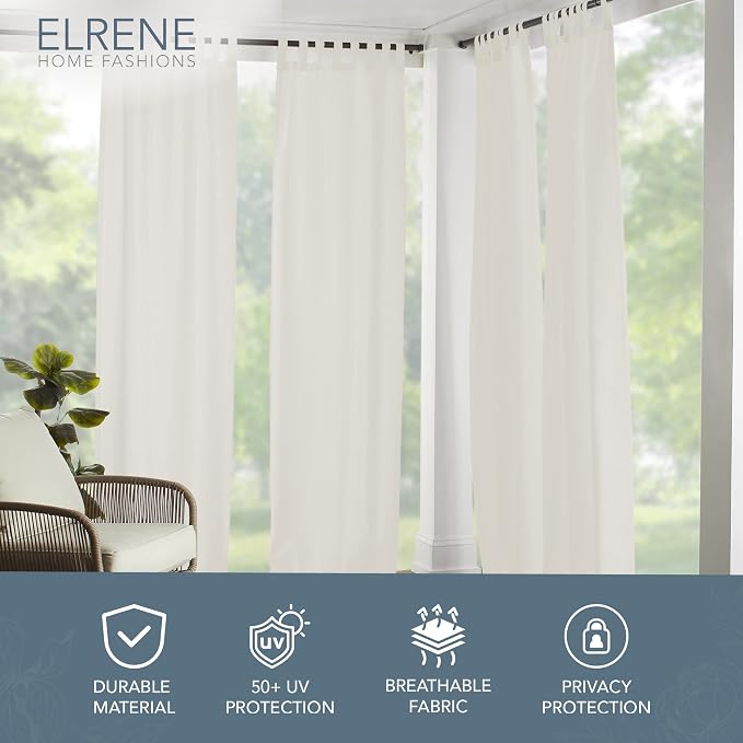 Elrene Home Fashions Matine Weatherproof Tab-Top Indoor/Outdoor Solid Color - Image 2