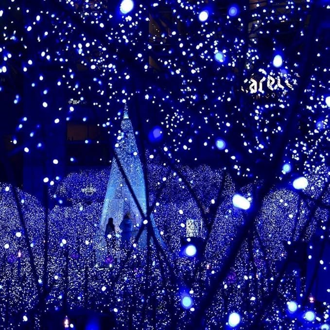 String Lights 72 ft Solar Powered Blue LED, 8 Modes, IP65 Waterproof
