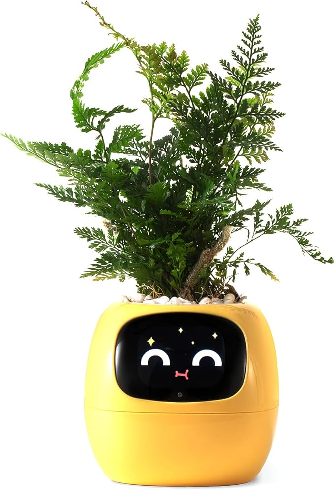 Smart Planter with Automated Watering, Yellow Plastic Plant Pot