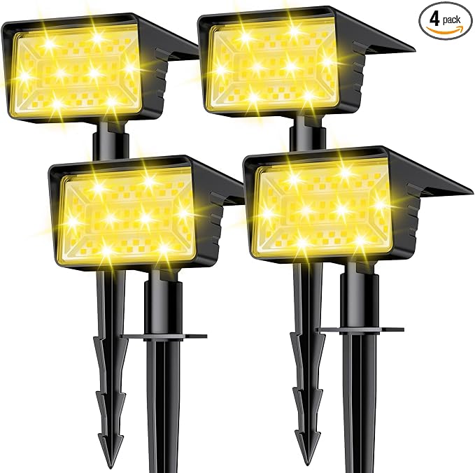 Solar Spot Lights Outdoor with 60 LED & Auto On/Off, 4 Pack Solar Lights by Unknown