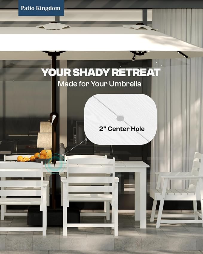 9-Piece White Outdoor Dining Set - Image 4
