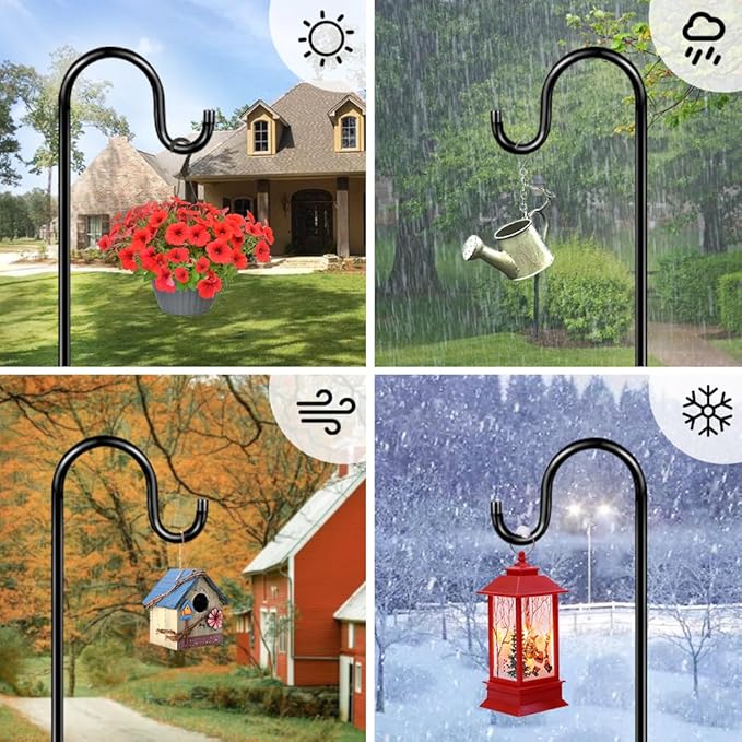 48" Shepherds Hooks for Outdoor, Heavy Duty Garden Bird Feeder Pole for Hanging - Image 6