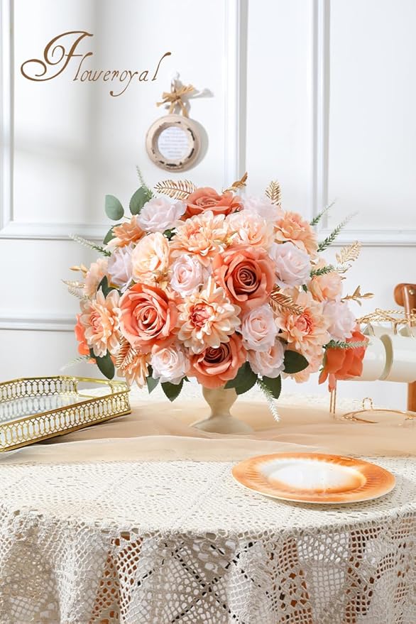 Artificial Flowers Set of 17 Silk Blooms with Stems in Nude