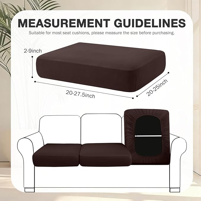 Patio Cushion Covers in Coffee, Stretch Polyester-Spandex, Anti-Slip