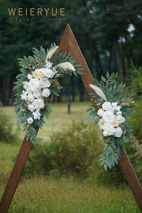 Artificial Flowers Wedding Arch Swag Kit, 2 Pieces, Cream and Champagne Rose