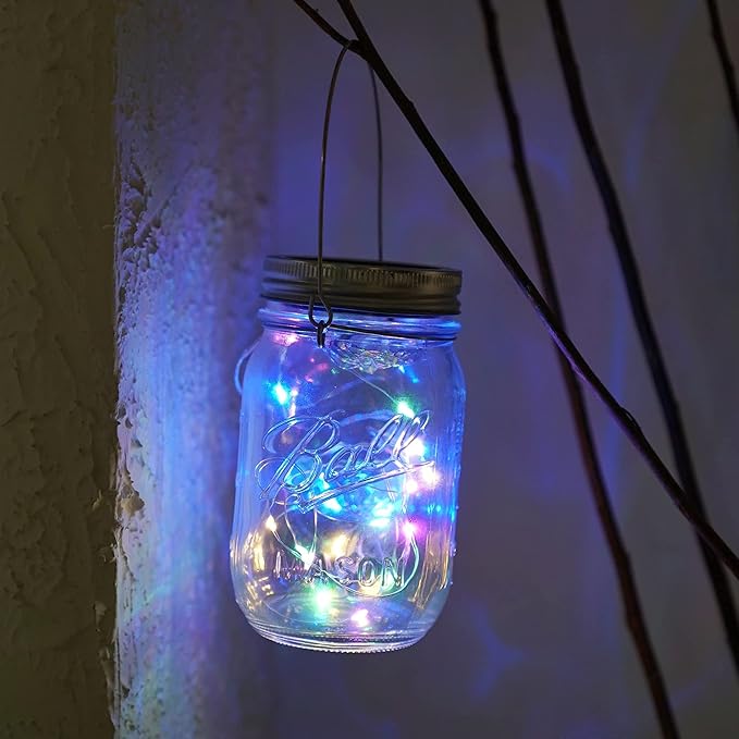 String Lights for Mason Jars, 12 Pack Solar LED Lids in 4 Colors