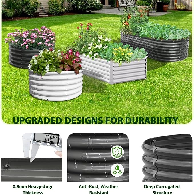 A ANLEOLIFE 4-Pack 6X3X2ft & 8X4X2ft Deep Root Galvanized Raised Garden Beds - Image 4