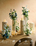 Artificial Flowers Set of 4, 17.5-Inch Blue and Navy Wedding Centerpieces