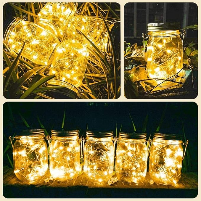 String Lights Mason Jar Lid Lights, 12 Pack Warm White Solar