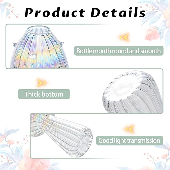 Terrarium Propagation Station Set of 6, Clear Borosilicate Glass Vases