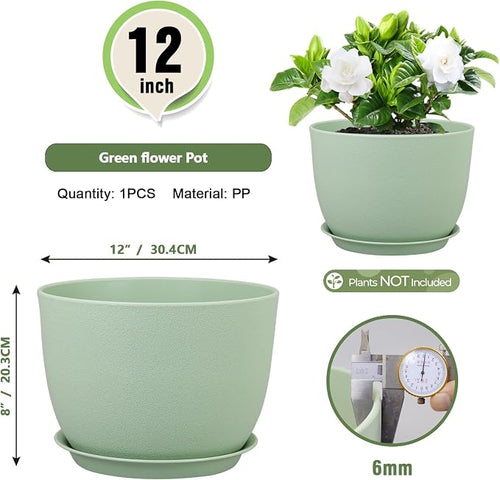 12 inch Big Plant Pots, Plastic Planters - Image 2