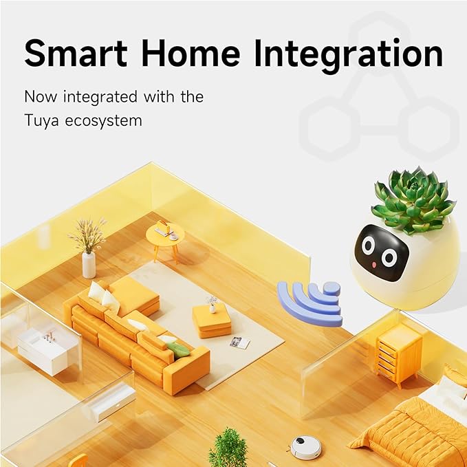 Smart Planter Pot with App Control, Green Plastic, Modern Style