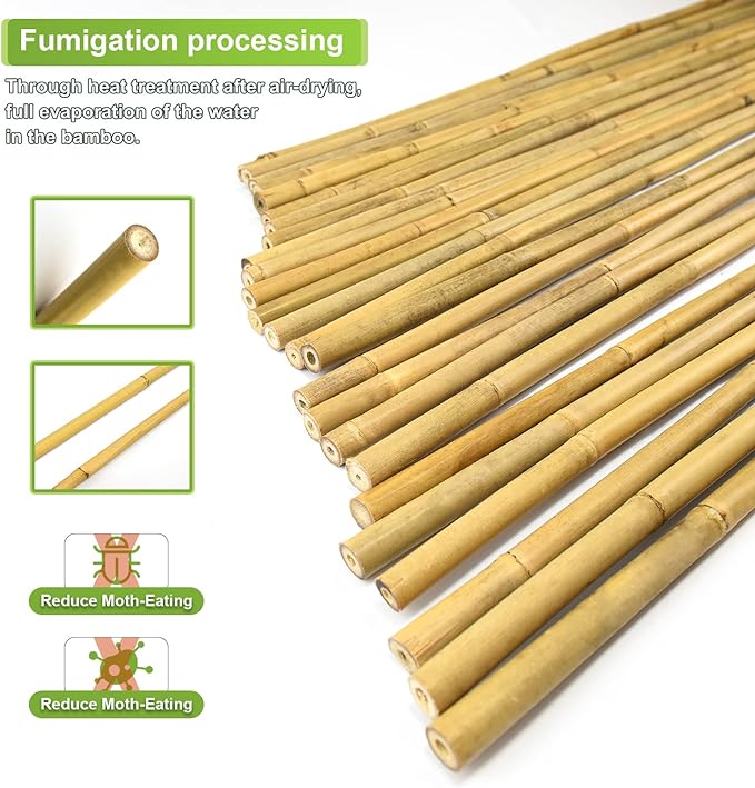 25pcs 1/2" D Thicker Heavy Duty Bamboo Stakes, 4FT Plant Stakes, Natural Garden - Image 3