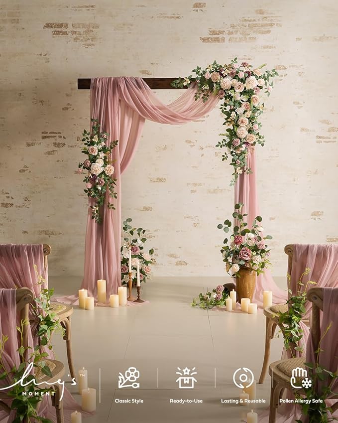 Artificial Flower Arrangements 4 Pack Dusty Rose Free-Standing Wedding Decor