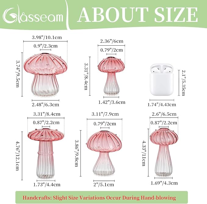 Pots for Propagation: Pink Mushroom Glass Terrarium, Borosilicate