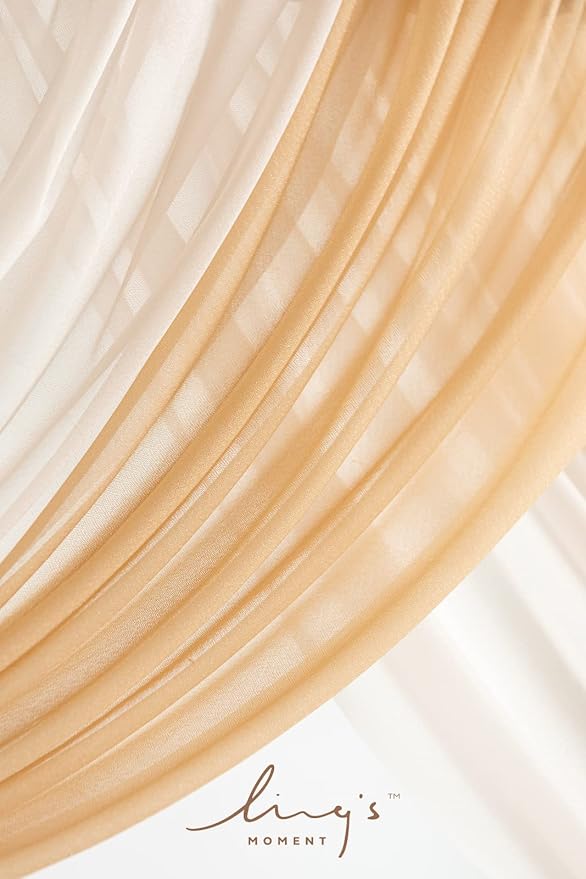 Artificial Flower Arch Decor Set, 4 Pieces, Ivory and White Drapes