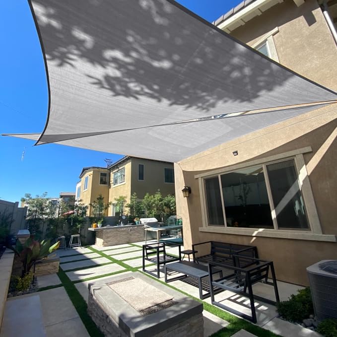 SUNLAX Sun Shade Sail 8' x 10' x 12.8' Silver Rectangle Canopy Sail Shade Cover by SUNLAX