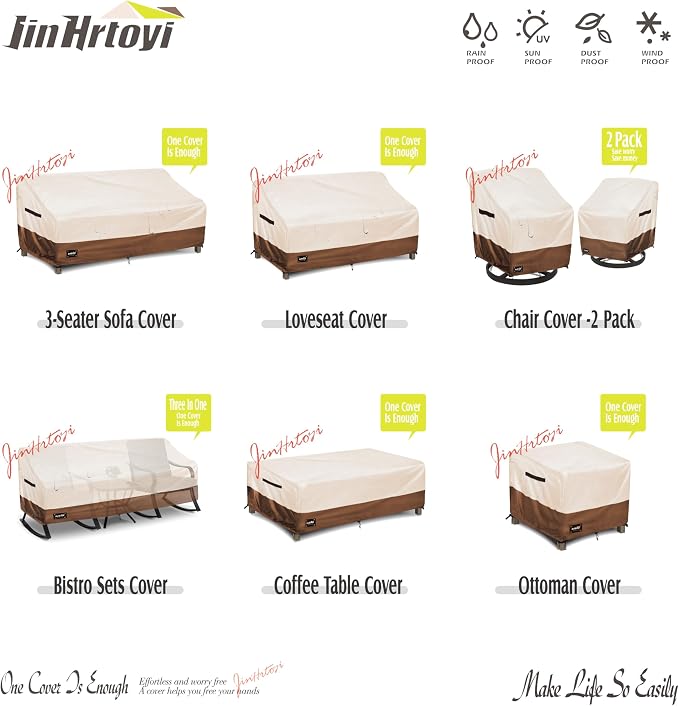 JinHrtoyi 2-Seater Patio Loveseat Cover, 60Wx38Dx35H inches Outdoor Furniture - Image 4