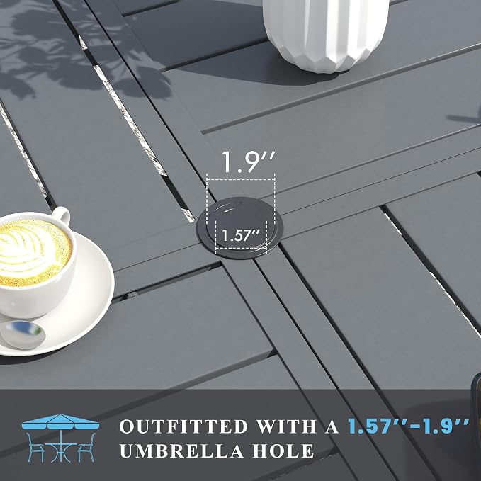 VICLLAX Patio Table and Chair Set of 10, All Weather Metal Round Outdoor Dining - Image 2