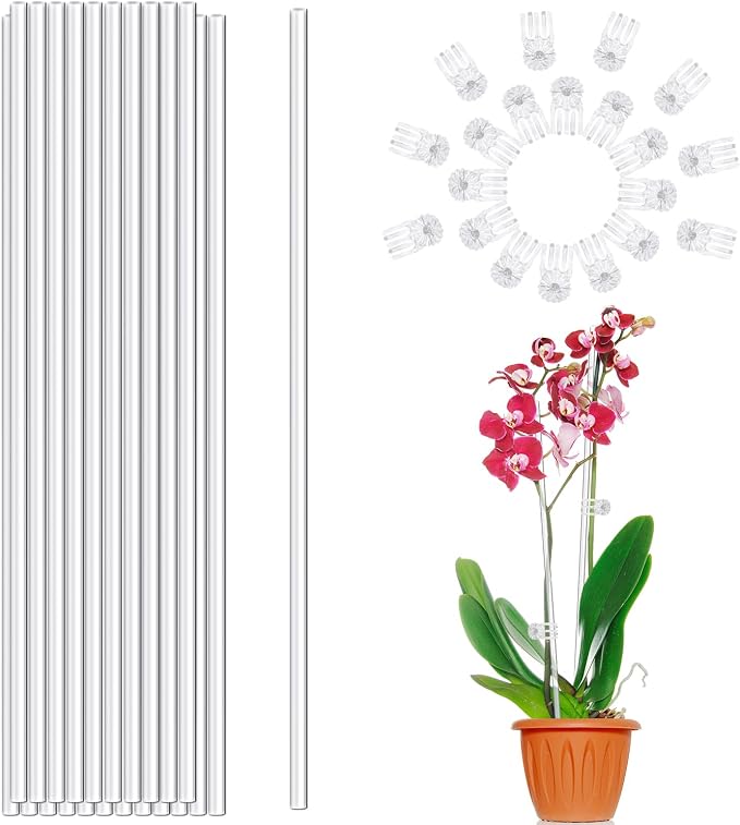 Plant Stakes, Plant Sticks 20PCS Acrylic Clear Plant Support Stakes, 18 Inches by LECAMEBOR