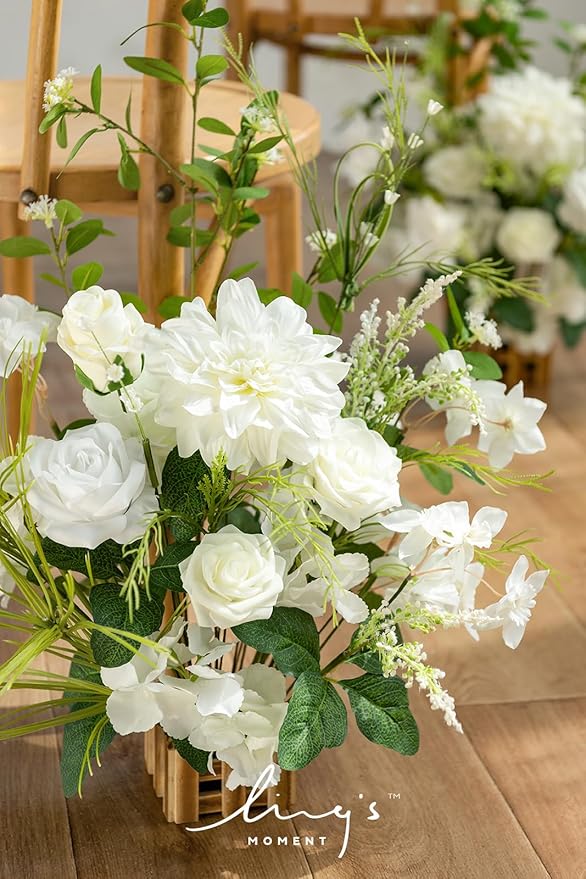 Silk Wedding Centerpieces Set of 4, 17.5 Inch Artificial Flower Arrangements