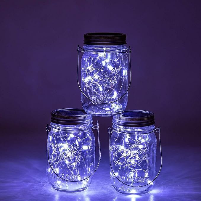 Solar String Lights for Mason Jars, 12 Pack, Cool White