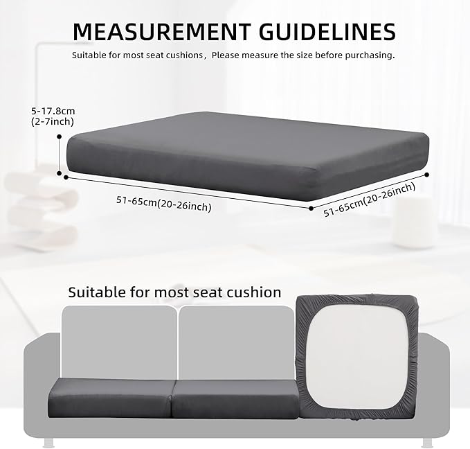 Cushion Covers, 8 Pack Grey Stretch Outdoor Patio Cushion Slipcovers