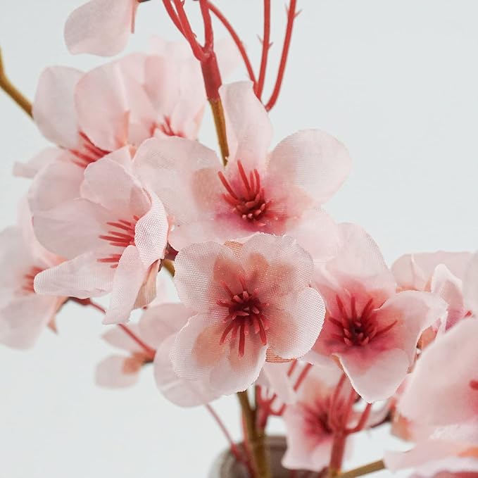 Artificial Cherry Blossom Branches, 8 Pcs Pink Silk Peach Blossom Stems