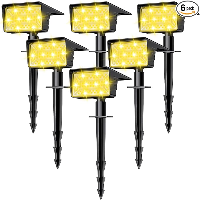 Solar Spot Lights Outdoor with 60 LED & Auto On/Off, 6 Pack Solar Lights by Unknown