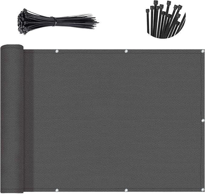 Sunny Guard Customized 3'x29' Dark Grey Balcony Privacy Screen, 90% Shade by SUNNYGUARD