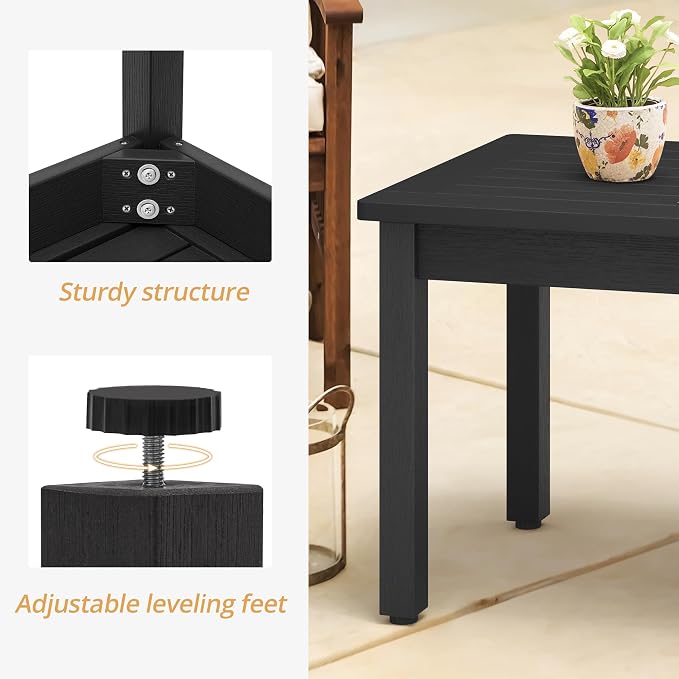LUE BONA Outdoor Coffee Table Rectangle, 42.5" HDPS Patio Coffee Tables - Image 6