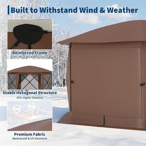 11.5x11.5FT 6-Sided Pop Up Gazebo Tent，One-Push Setup Canopy Tent - Image 2