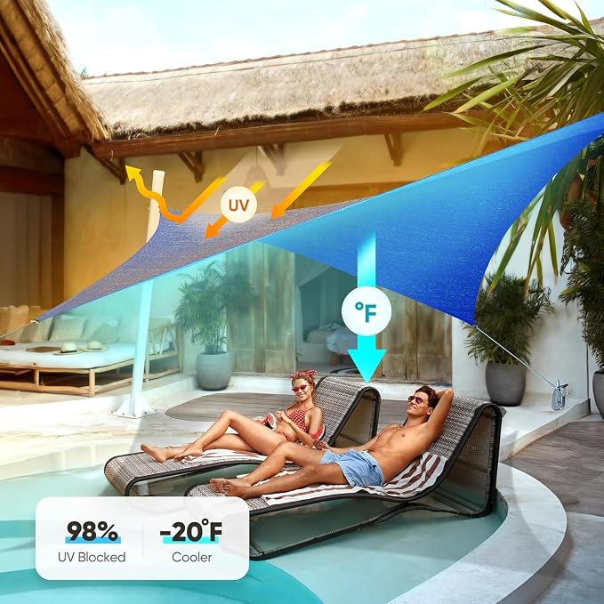 Quictent 20X20FT 185G HDPE Square Sun Shade Sail Canopy 98% UV Block Outdoor - Image 8
