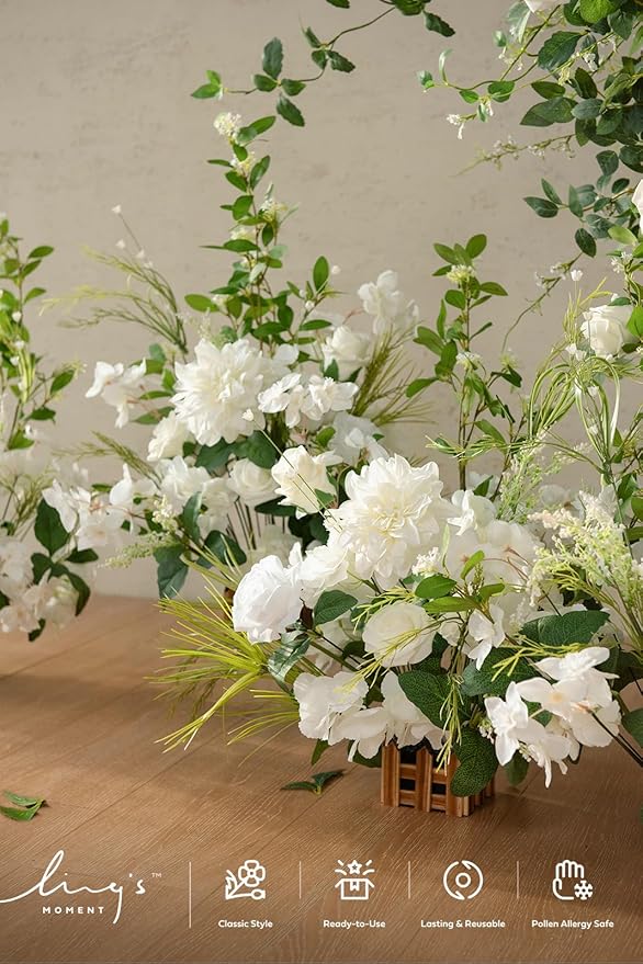 Silk Wedding Centerpieces Set of 4, 17.5 Inch Artificial Flower Arrangements