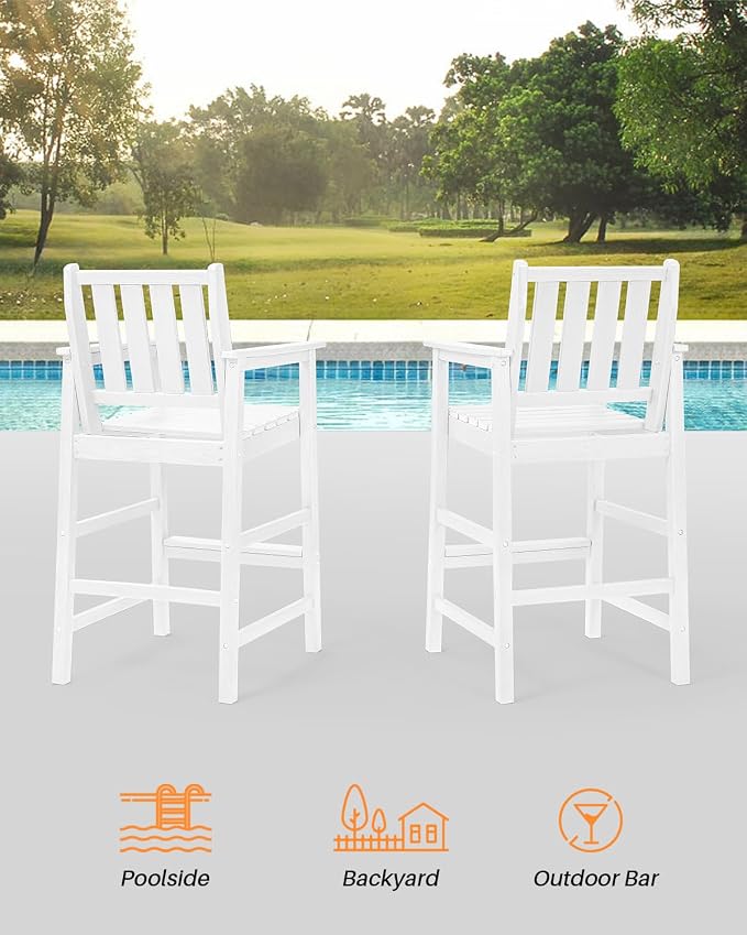 5 Pieces Adirondack Bar Chairs Set, HDPE Patio Bar Height Table and Chairs - Image 6