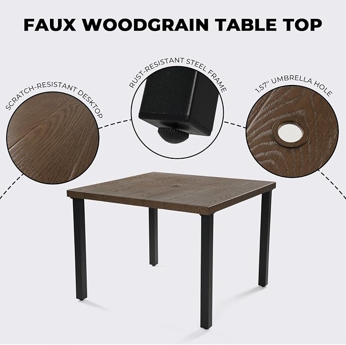 Grand patio 5-Piece Outdoor Dining Set, 4 Leather-Look Wicker Swivel Patio - Image 7