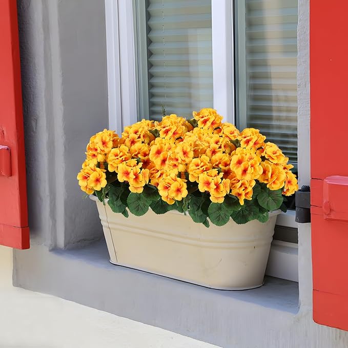 Artificial Geranium Flowers, Yellow Silk, 6 Bundles for Indoor/Outdoor Decor