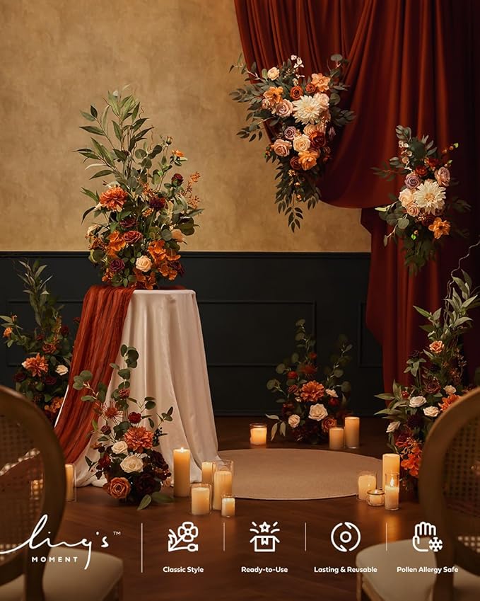 Artificial Flower Arrangements 4 Pack Terracotta Fall Wedding Decor