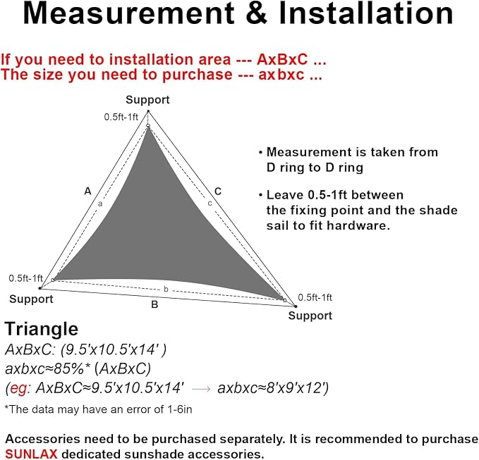 SUNLAX Sun Shade Sail 8' x 8' x 8' Dark Grey Triangle Canopy Sail Shade Cover - Image 2