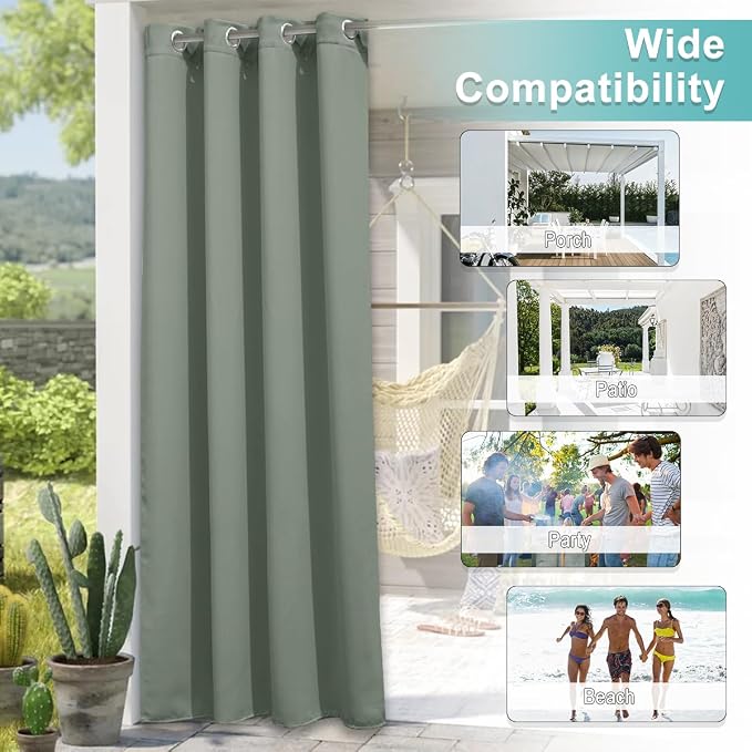 NICETOWN Outdoor Curtainch for Patio Waterproof 140 inch Wide, Rustproof - Image 6