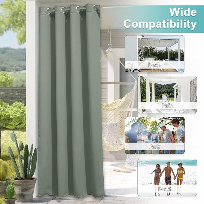 NICETOWN Outdoor Curtainch for Patio Waterproof 84 inch Wide, Thermal Insulated - Image 4