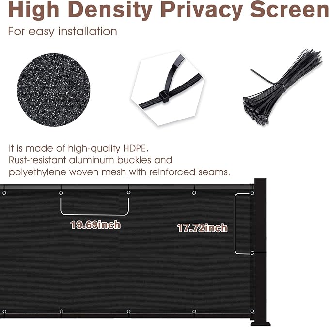 Sunny Guard Customized 2'6''x7' Black Balcony Privacy Screen, 90% Shade - Image 4