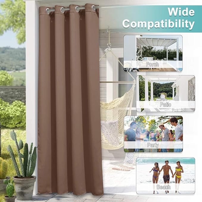 NICETOWN Outdoor Curtains for Patio W100 x L84 inch 2 Pieces, Sun Blocking - Image 5