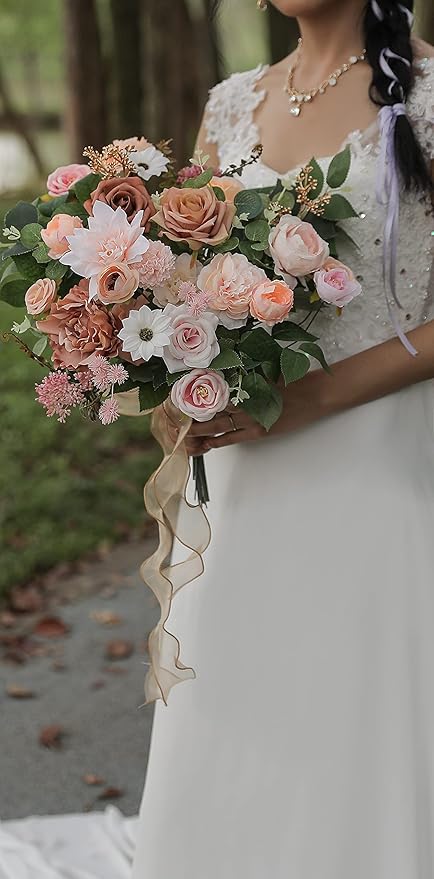 Artificial Flowers, 25 Champagne Pink Heads with 40 Wired Stems