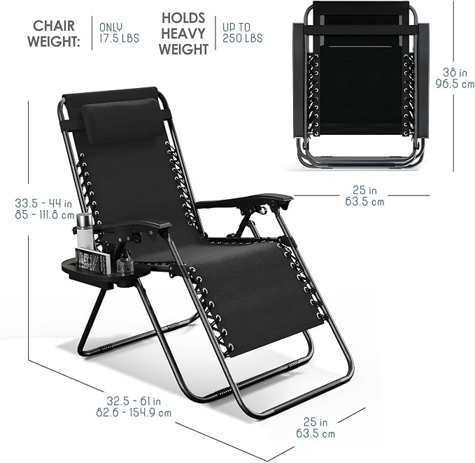 Nestl Zero Gravity Chairs Set of 2, Patio Lounge Chair Outdoor - Image 3